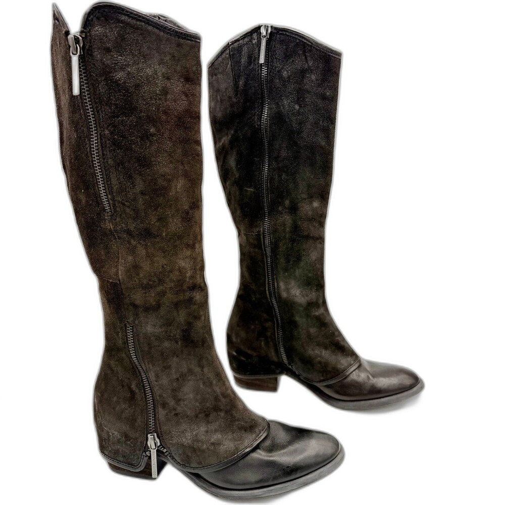 Donald J. Pliner "Devi" knee-high black leather & suede boots size 5M